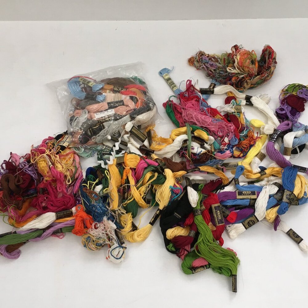 Mixed color embroidery 85 thread floss lot yellow white craft supplies